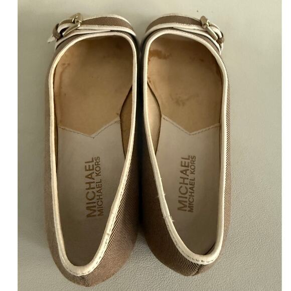 MICHAEL Michael Kors Flats Tan White‎ Peep Toes Size US 5.5 MSRP 300$ - Picture 3 of 6